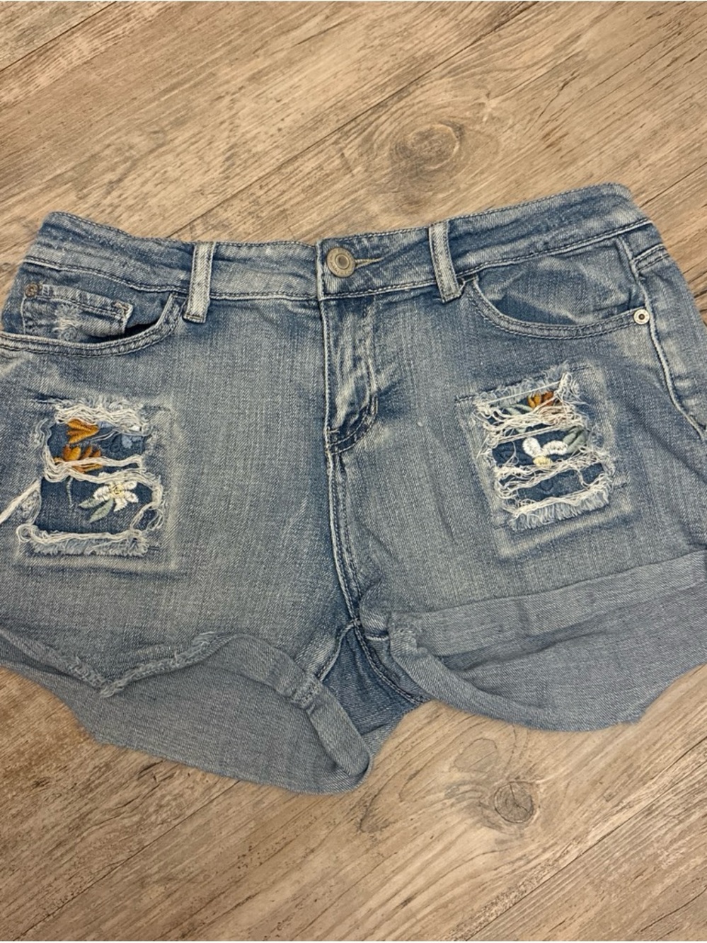 hippie laundry Light Blue Distressed Denim Jean Shorts
